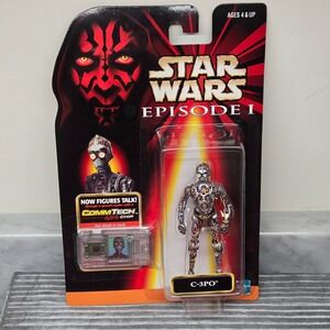 Star Wars C-3PO Action Figure Episode 1 Phantom Menace with Comm Tech Chip, 1998